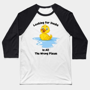 Looking For Ducks - Adorable Cartoon Duck Floating Unisex Baseball T-Shirt